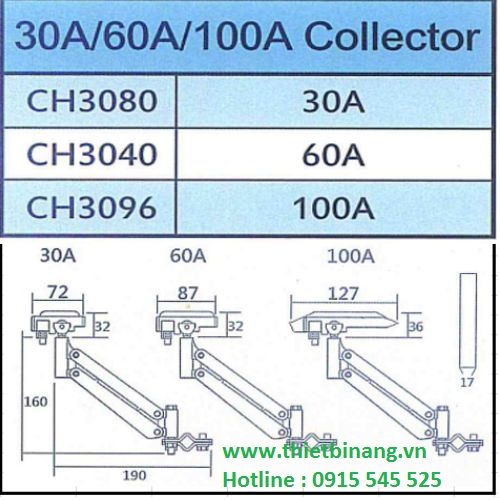 Thông số kỹ thuật của chổi tiếp điện