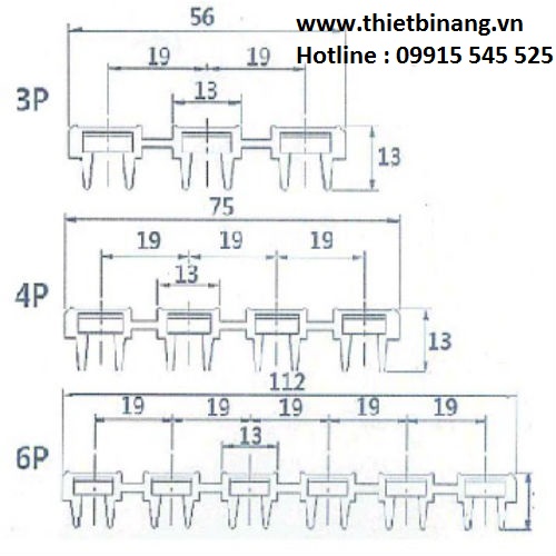Thông số ray điện an toàn 1P, 3P, 4P, 6P